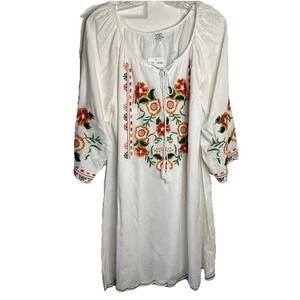 NWT Chic Connection White Embroidered Long Sleeve Dress XL